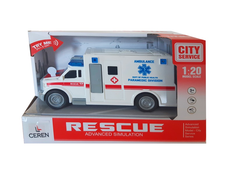 Ctoy Işıklı Ve Sesli Sürtmeli Ambulans 1:20 (karışık renk)WY670A