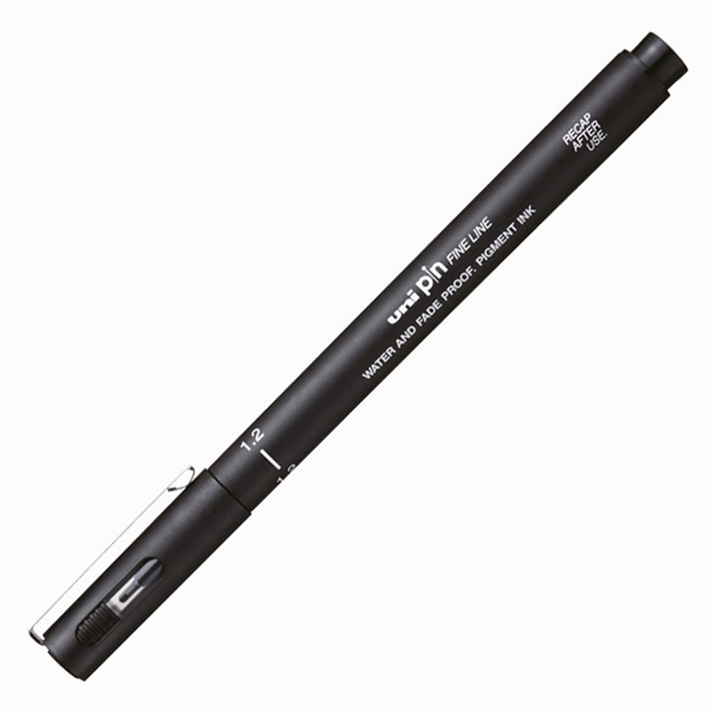 Uni-Ball Çizim Kalemi(12 adet) Akrilik Uçlu Fine Line Pin 1.2 MM Siyah PIN 12-200(S)