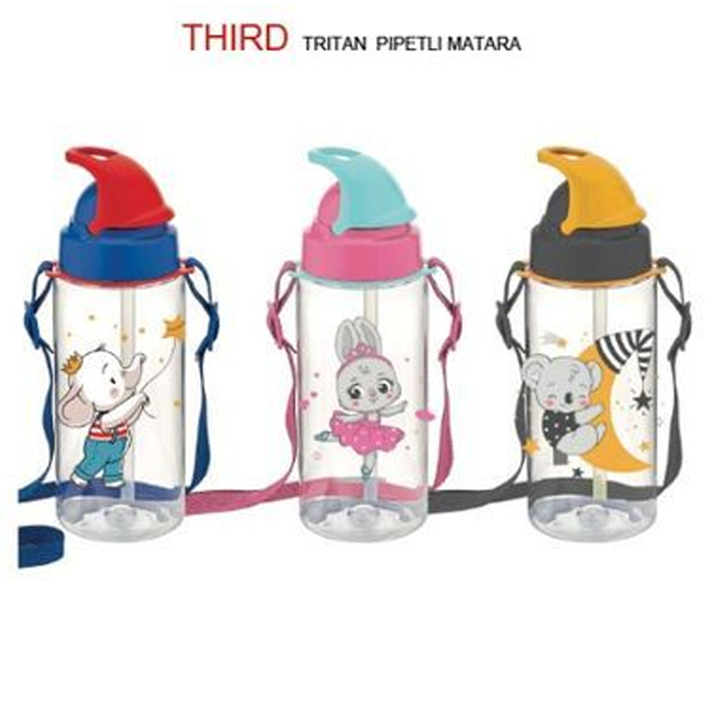 Gıpta Thırd Tritan Desenli Pipetli Matara 500 Cc  (adet fiyatı , karışık renk)