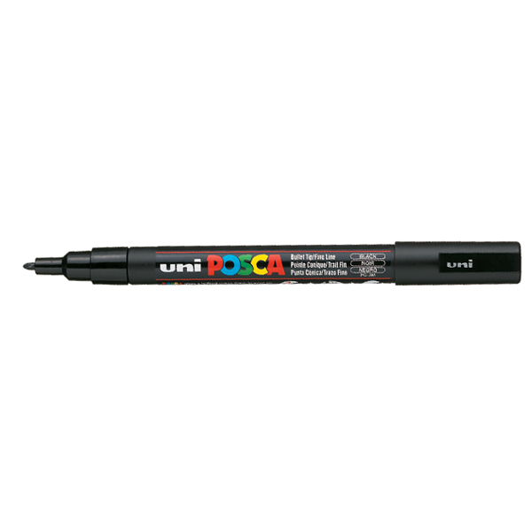 Uni-Ball Markör Boyama Posca Su Bazlı Poster 0.9-1.3 Mm Siyah (6 adet)PC-3M
