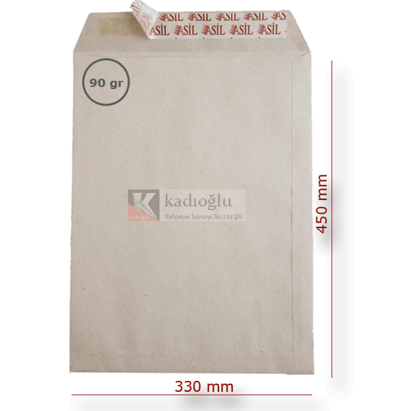 Asil Doğan Torba Zarf (250 li)İmt Kraft Silikonlu 33x45 90 GR AS-0881