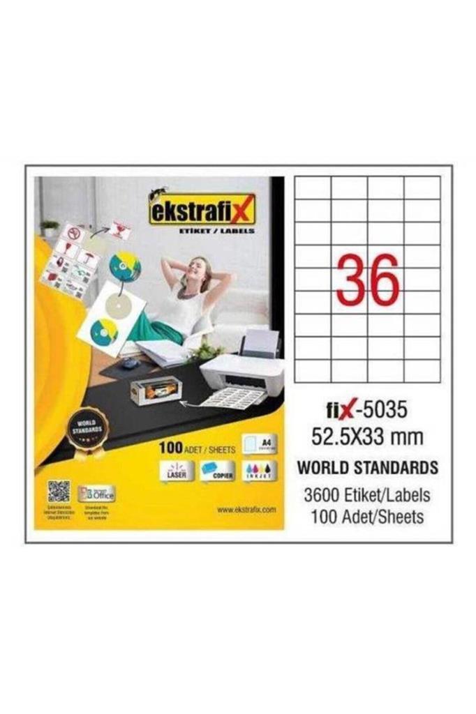 Ekstrafix Laser Etiket 100 YP 52,5X33 Laser-Copy-Inkjet FİX-5035
