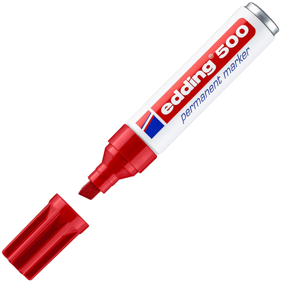 Edding Markör Permanent Kesik Uçlu 2-7 MM Kırmızı 500 ( 10 adet )