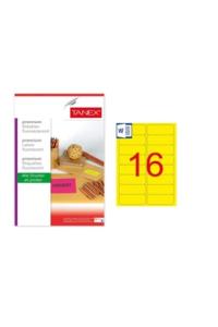Tanex Laser Etiket 99,1x34 MM Flo Sarı 100 LÜ TW-2016