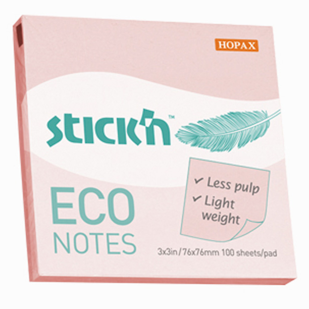 Hopax Stıckn Yapışkanlı Not Kağıdı (12 adet)100 YP 76x76 Eco Pastel Pembe 21746