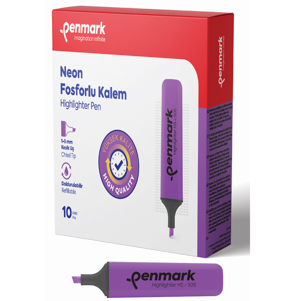 Penmark Neon Fosforlu Kalem Lila (10 lu paket)HS 505 05