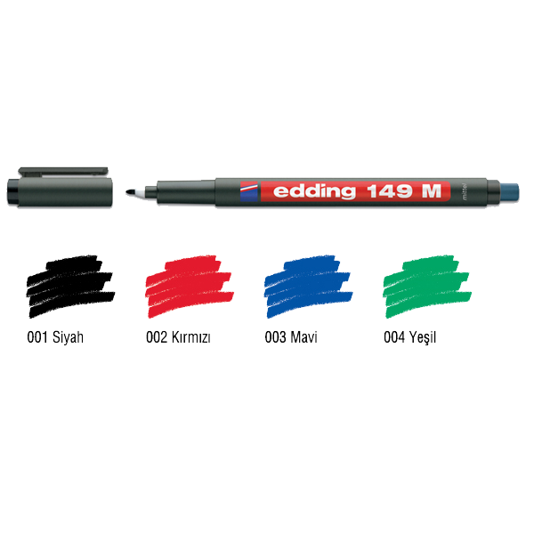 Edding Asetat Kalemi(10 adet) Permanent M Seri 1.0 MM Kırmızı 149 M