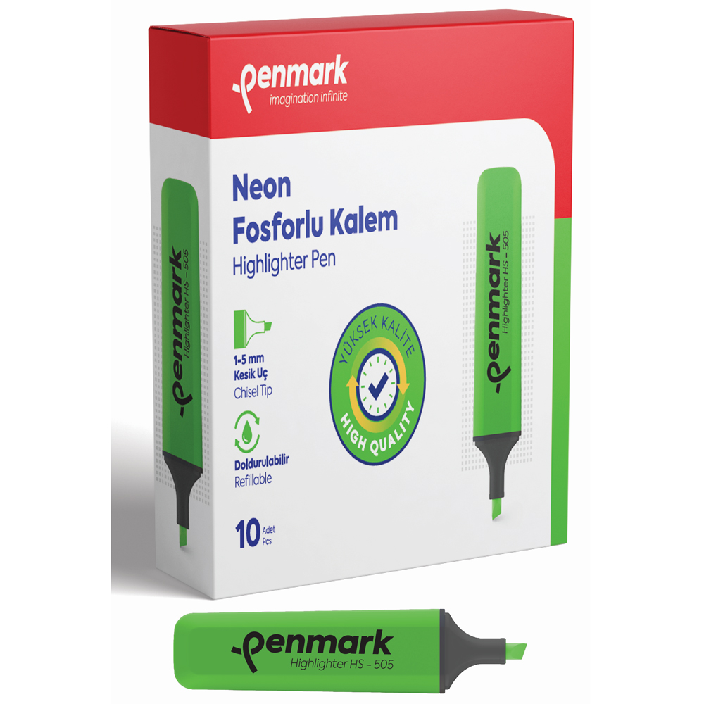 Penmark Neon Fosforlu Kalem Yeşil (10 lu)HS 505 02