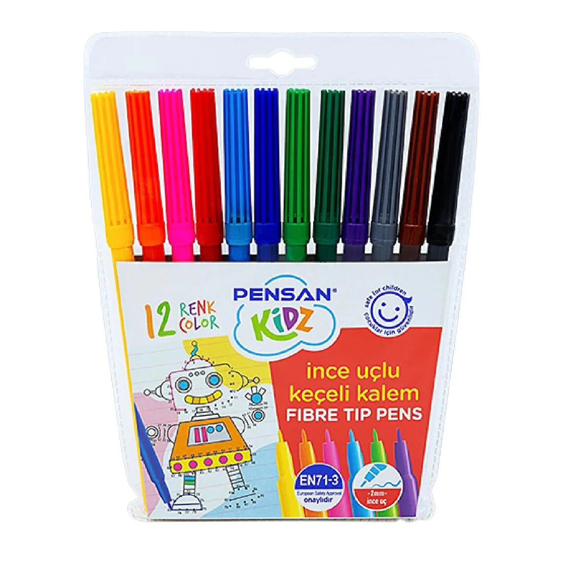 Pensan Kidz Keçeli Kalem 12 Renk İnce Uçlu 5000