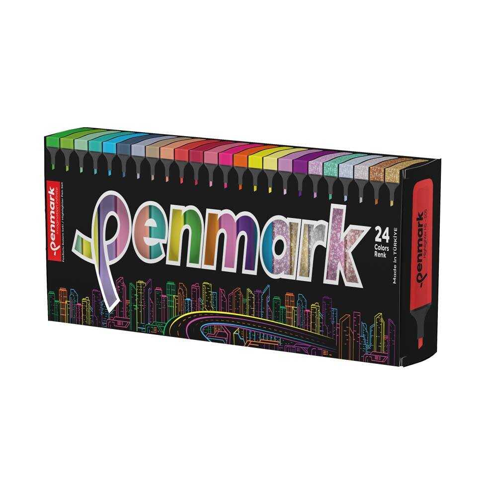 Penmark Fosforlu Kalem 24 lü Süperkutu 6neon+6pastel+6tropik+6sim