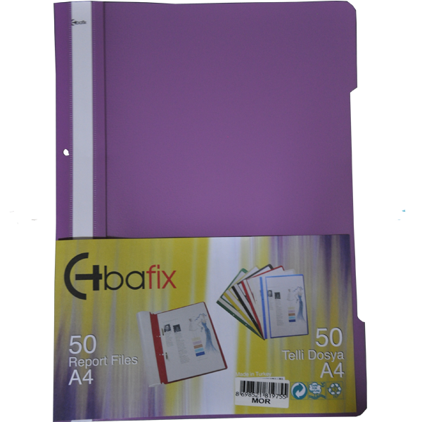 Bafix Telli Dosya Plastik XL Mor A4 (50 li)