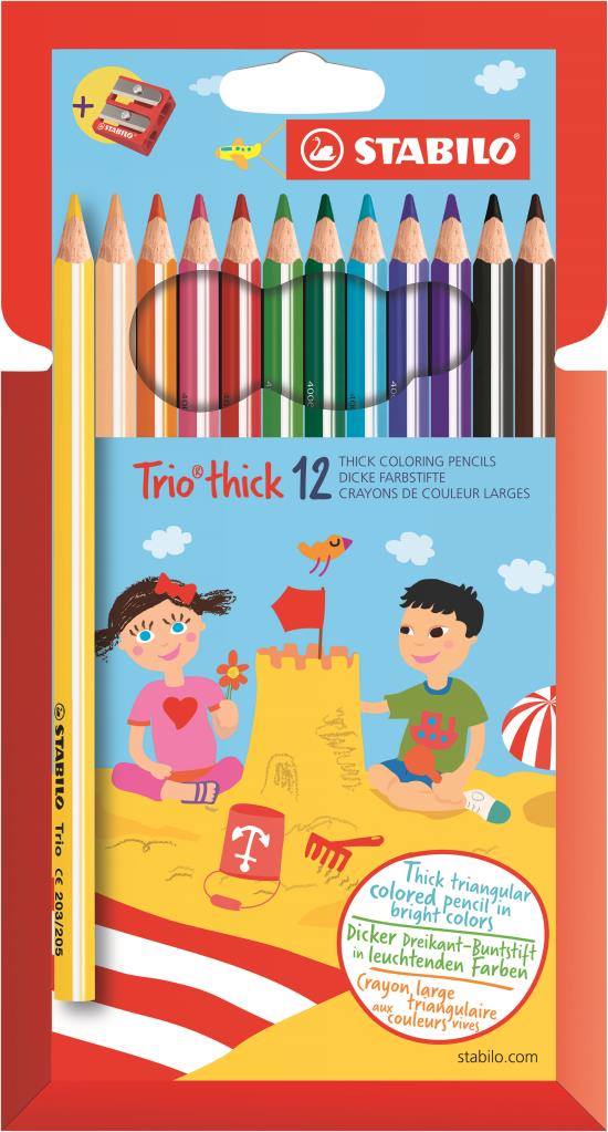 Stabilo Trio Thick 12 Li+Kalemtıraş Hartung