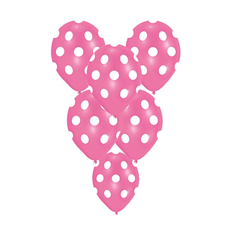 Balonevi Balon Çepeçevre Puantiye Baskılı Pembe 12" 8 Li