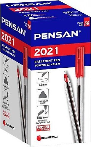 Pensan Tükenmez Kalem Üçgen Kırmızı 50 Li TR-23