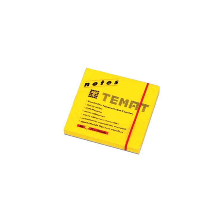 Temat Yapışkanlı Not Kağıdı Küp Fosforlu Renk 75x75 MM