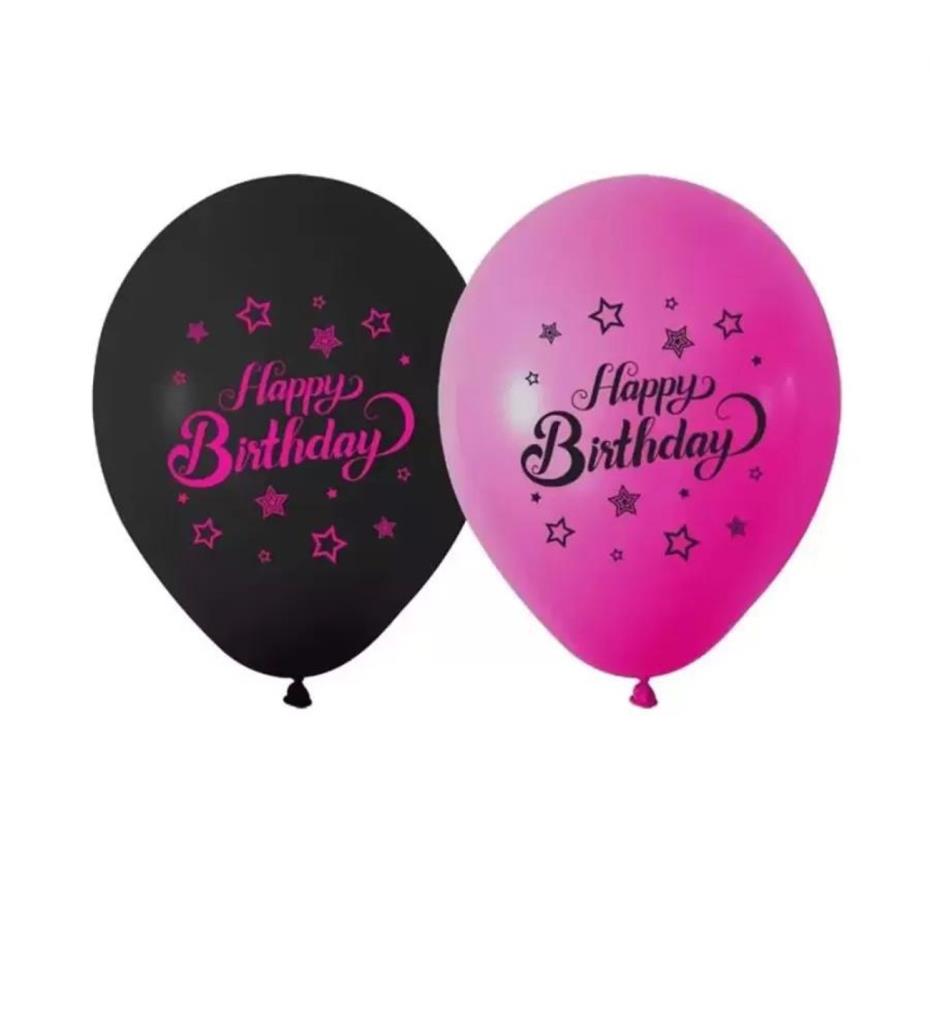 Balonevi Balon 1+1 Pınk Stars Baskılı 12" Pastel 100 Lü