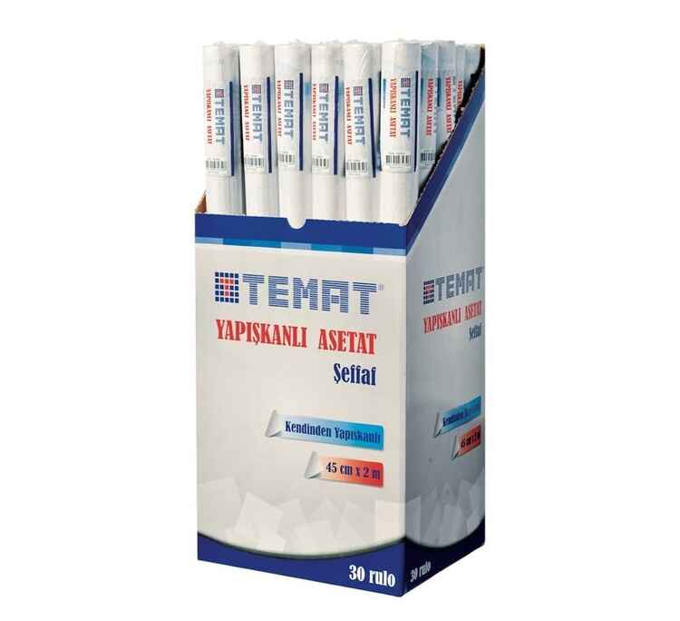 Temat Asetat Yapışkanlı Rulo 45 Cm x 2 M Beyaz 409511