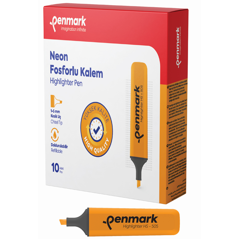 Penmark Neon Fosforlu Kalem Turuncu (10 adet) HS 505 03