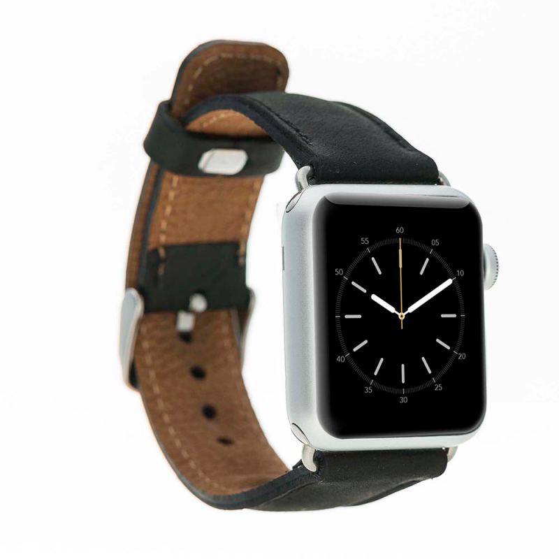 Apple Watch Uyumlu Deri Kordon Orfe 42-44-45mm G1 Siyah