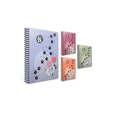 Gıpta Spiralli Plastik Kapak Defter Paw A4 80 YP Kareli