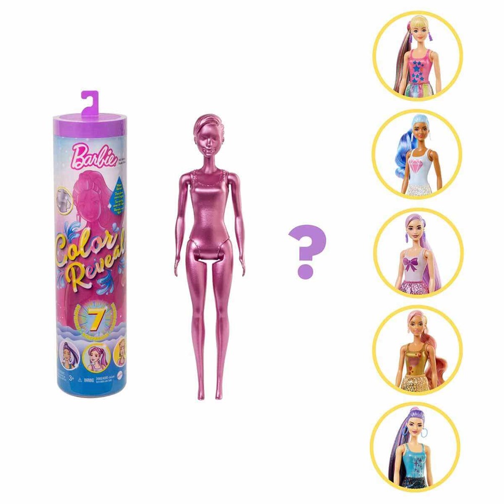 Barbie Color Reveal Renk Değiştiren Sürpriz Barbie Işıltılı Bebekler Serisi (Seri 1) GWC55