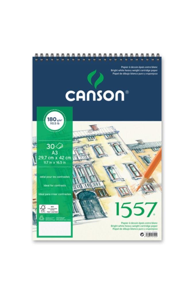 Canson 1557 Resim Ve Çizim Blok 180 GR A4 20 YP Üstten Spiralli