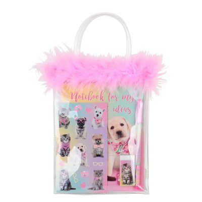 Dolphin Studıo Pets Kırtasiye Seti-Tüylü Pvc Çanta PT-7746
