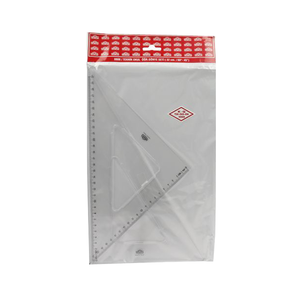 Hatas Öğrenci Gönye Seti 45-60 Derece Plastik 32 CM 0808-10 LU PAKET-10-LI-PKT
