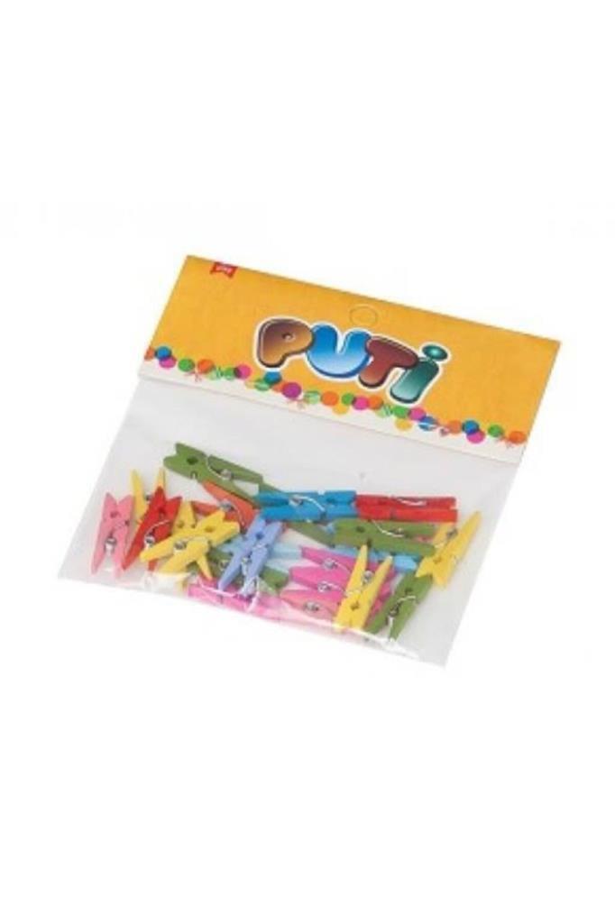 Puti Ahşap Küçük Mandal Renkli 24 Lü 4667