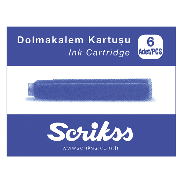 Scrikss Dolma Kalem Kartuşu (6 LI) Mavi