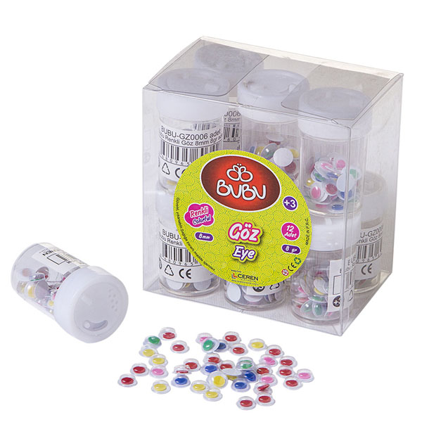 Bu-Bu Oynar Göz 8 MM Renkli 8 GR BUBU(12 li)
