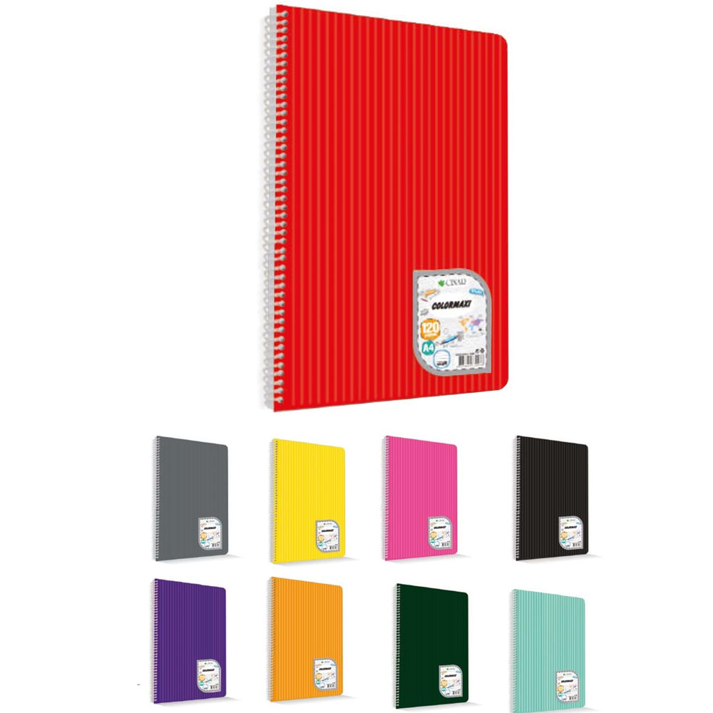 Çınar Colormaxi Spiralli Defter Plastik Kapak Çizgili 96 YP A4 96/1 73004-12-LI-PKT