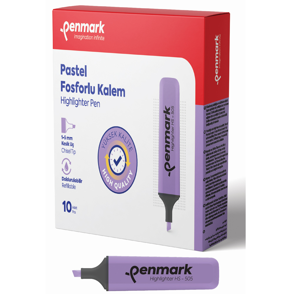 Penmark Pastel Fosforlu Kalem Lavanta (10 adet) HS 505 07