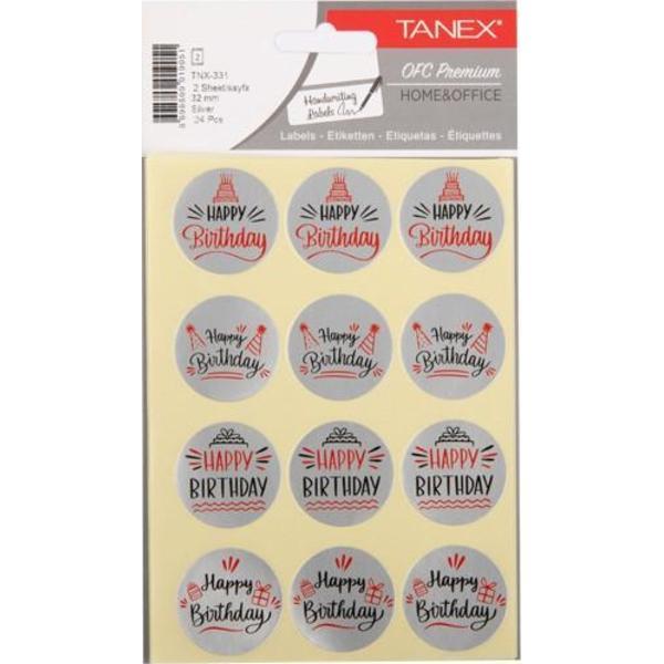 Tanex Doğum Günü Etiketi 32 MM Sılver 2 Ad. Tnx-331