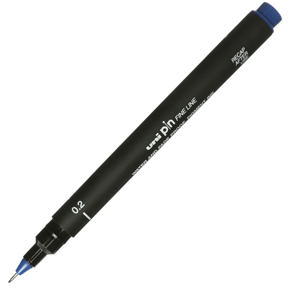 Uni-Ball Çizim Kalemi Akrilik Uçlu Fine Line Pin 0.2  MM Mavi-12-PKT