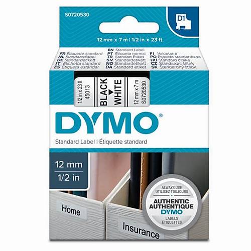 Dymo D1 �erit Standart 12 MMx7 MT Beyaz �zerine Siyah 45013 S0720530