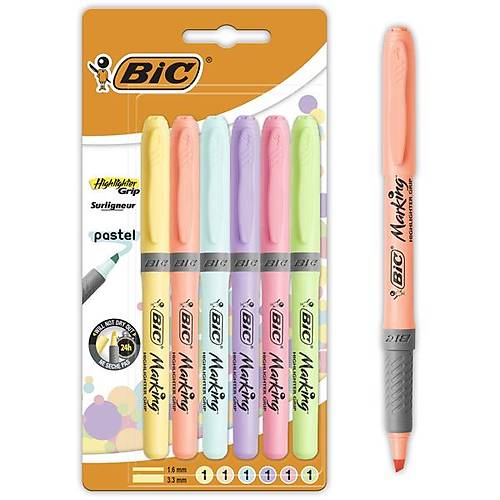 Bic Fosforlu Kalem Grip Pastel 6 LI 992561