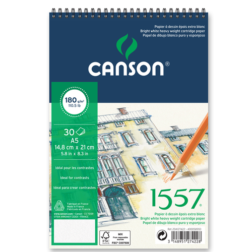 Canson 1557 Resim Ve �izim Blok 180 GR A5 20 YP �stten Spiralli