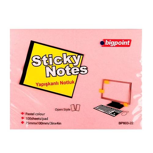 Bigpoint Yap��kanl� Not Ka��d� 75x100 Pembe BP803-22