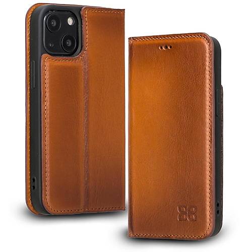 Bouletta Apple iPhone 13 Mini Uyumlu Deri Slim Klf BROK RST2EF