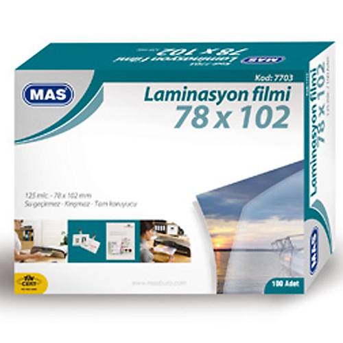 Mas Laminasyon Filmi Parlak 78x102mm 125 Micron 7703 (100 L� Paket)