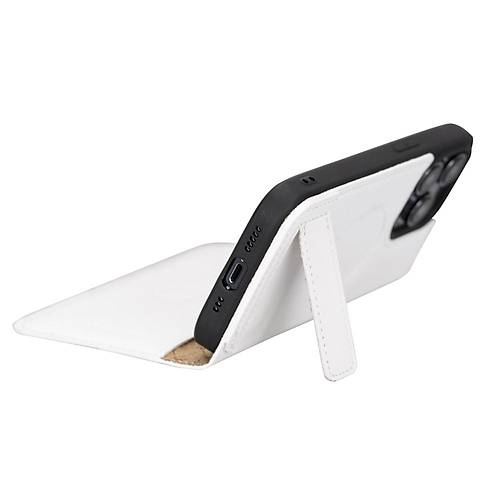 Bouletta Apple iPhone 14 Pro Uyumlu Deri Slim Klf BROB F3 Beyaz