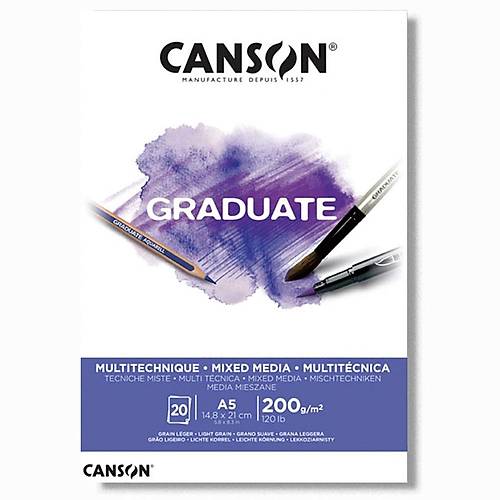 Canson �izim Blo�u Graduate M�x Med�a Beyaz 20 Syf A5 200 GR