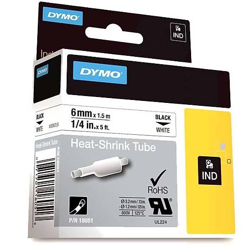 Dymo Rhinopro Is�yla K���len �erit 6 MMx1,5 M Beyaz/Siyah 18051