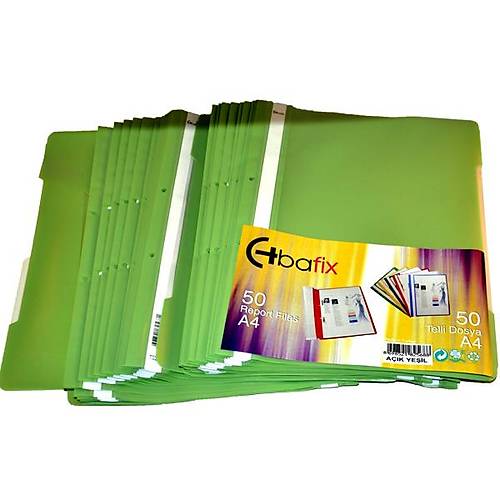 Bafix Telli Dosya Plastik XL A��k Ye�il A4 (50 li)