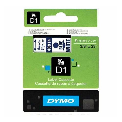 Dymo D1 �erit 9 MMx7mt Beyaz/ Mavi 40914