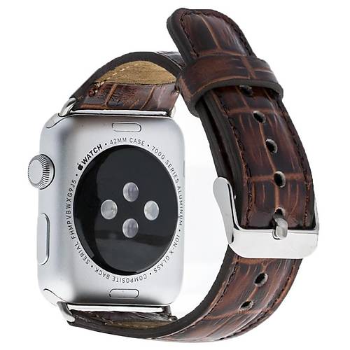 Bouletta Apple Watch Uyumlu Deri Kordon 42-44-45mm Croco Yk06 Kahverengi