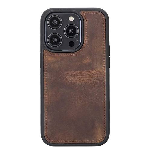 Apple iPhone 14 Pro Uyumlu Deri Czdanl Klf MWWN G2 Kahve