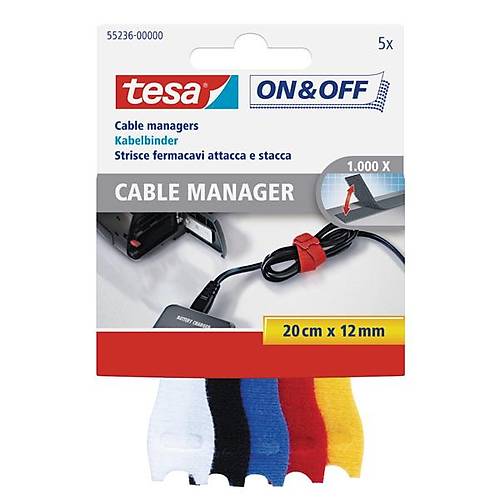 Tesa Kablo On & Off Organizatr Renkli 5 L 0.2 M 12 MM 55236-00000-01