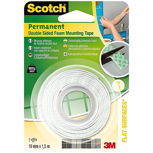Scotch �ift Tarafl� Yap��kan K�p�k Bant 19mmx1,5m 110